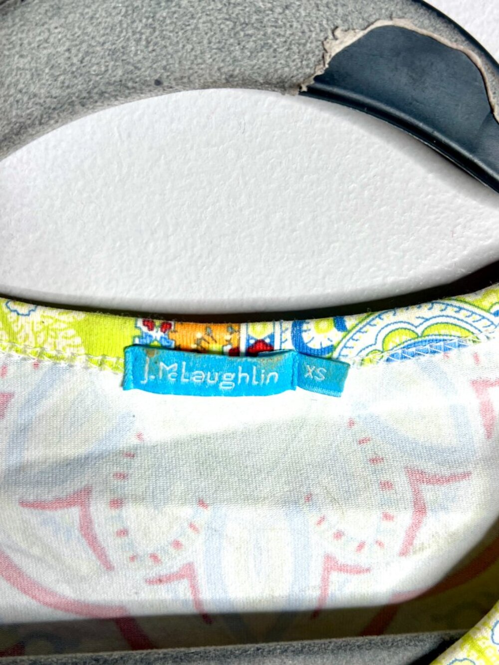J. McLaughlin Catalina Cloth Vibrant Colorful Boho Print Preppy Top 3/4 Sleeve - Picture 2 of 5
